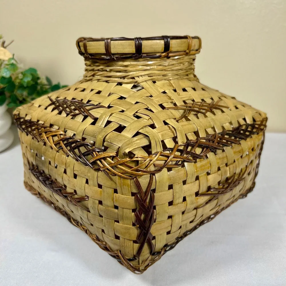 Vintage Japanese KEBANA Bamboo Basket Vase